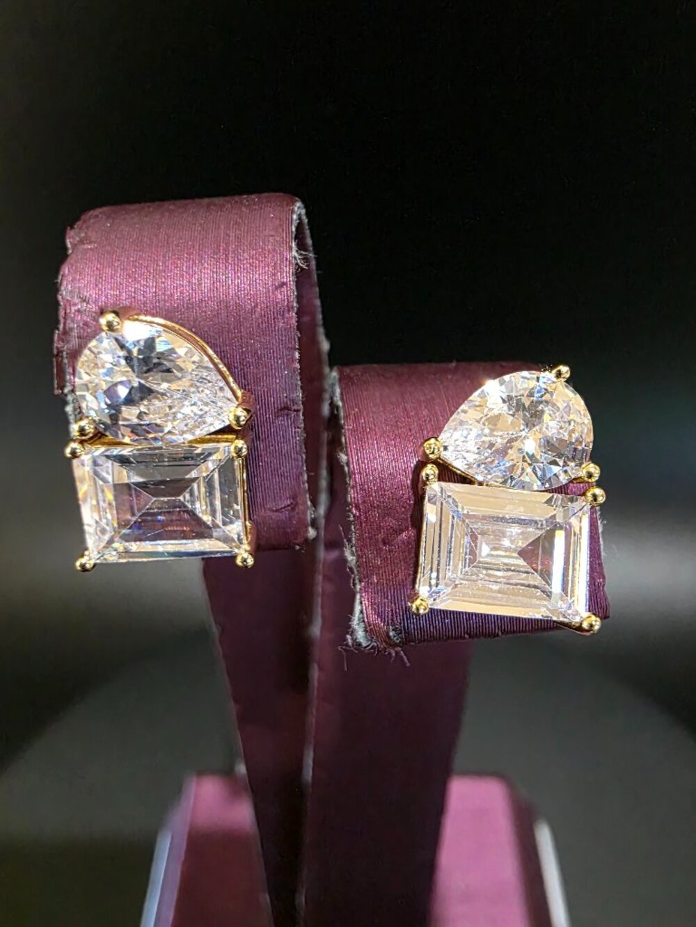 Dee Berkley Toi et Moi Geometic Stud Earrings 925 Sterling Silver Gold Plated DB